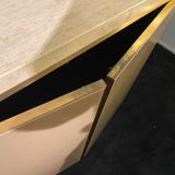 Lacquered, travertine and plexiglass sideboard, Belgo Chrom, 1970s