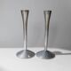 Set of 2 vintage candle holders - stainless steel, Space Age design - Italy 1970s