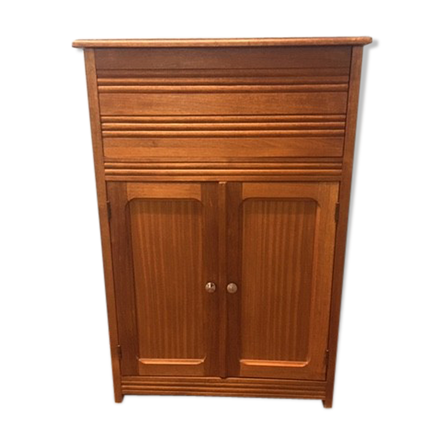 Vintage wooden vinyl turntable cabinet, 1930s style