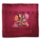 Housse de coussin en lainé 40 x 40cm - Motif floral brodé