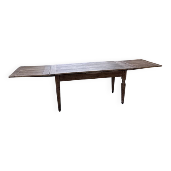 Table de ferme chêne massif avec allonges intégrées 1950