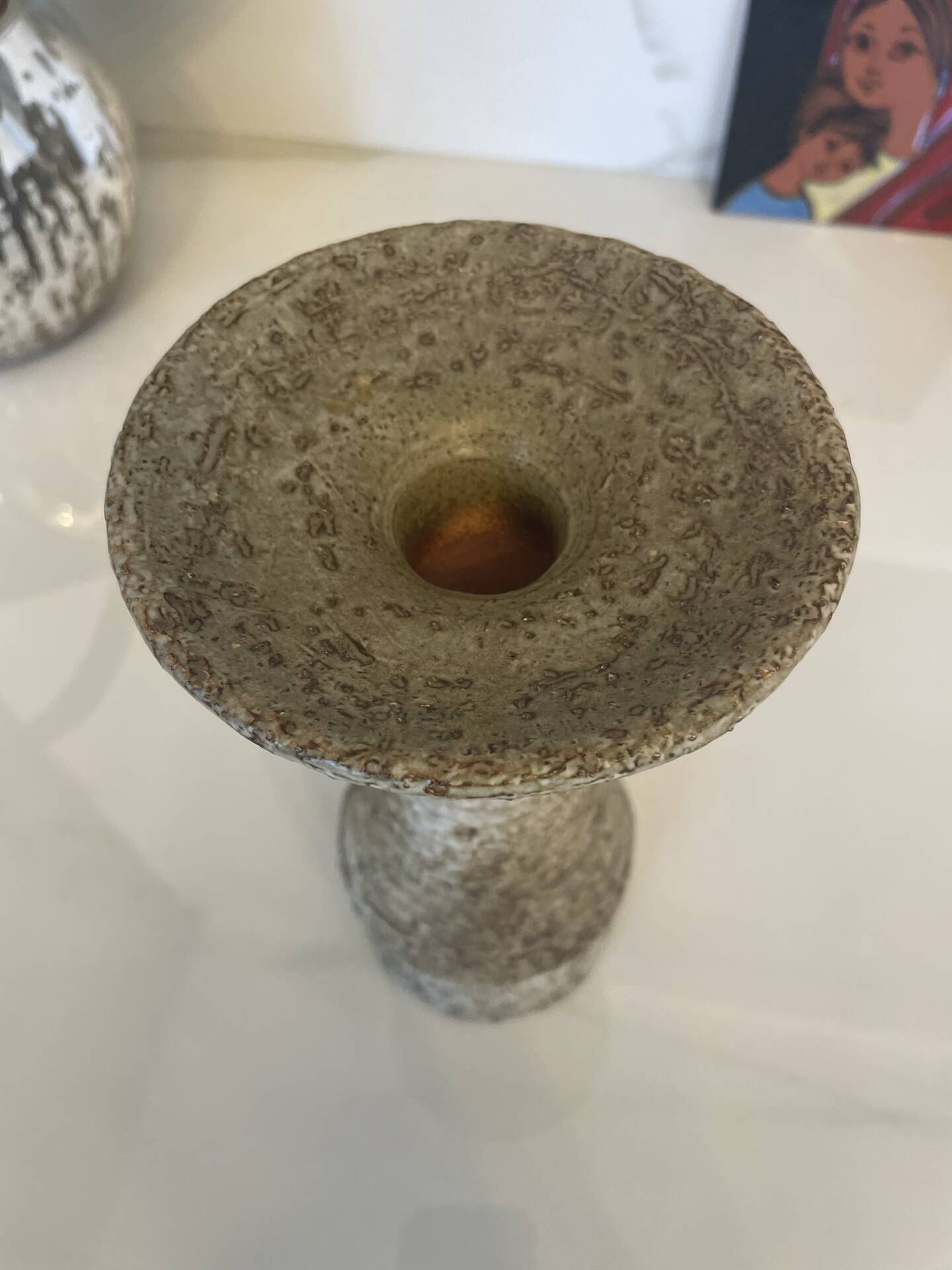 Vallauris candlestick signed 21.5 cm – 1970s brutalist ceramic