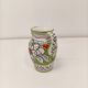 Handcrafted enamelled vase with green and red floral decoration – Italy 15 cm