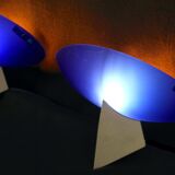 Pair of post-modern Murano blue glass wall lights 1980's by Carlo Nason Murano Due, Italy