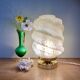 Vintage art deco globe table lamp in pale yellow Clichy glass