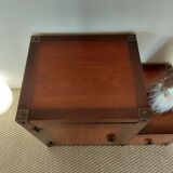 Small vintage Roche Bobois piece of furniture in Asian-style wood.