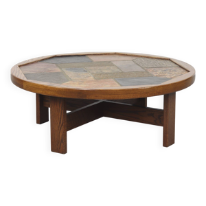 Grande table basse vintage - ronde brutaliste