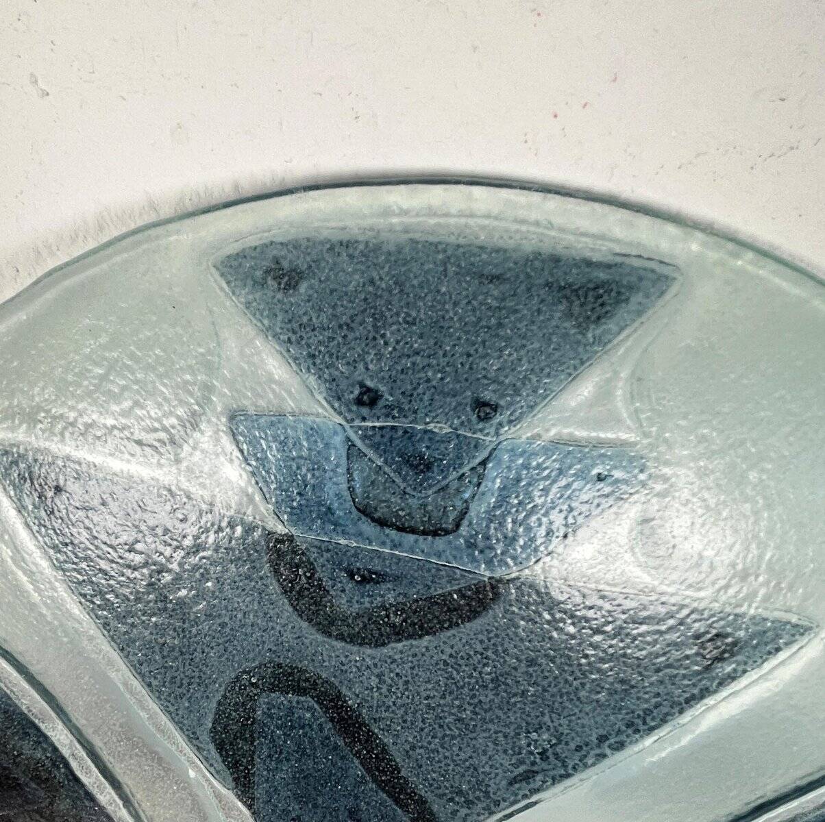 Large glass art bowl from mid-century Danish design, 1960s.