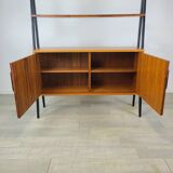 Vintage 1960s Scandinavian teak bookcase with compass legs