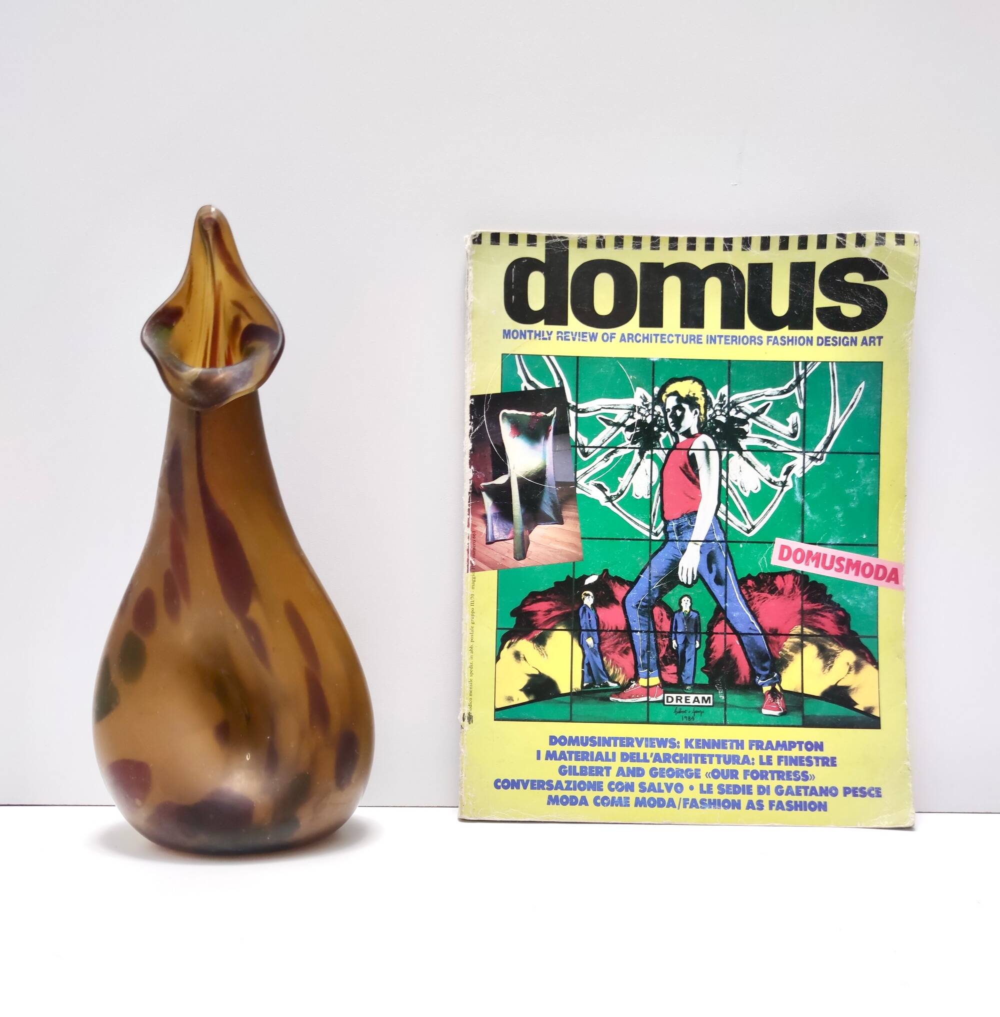 Experimental Amber Murano Glass Vase attr. to Anzolo Fuga, Italy