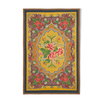 Handmade Vintage Moldovian Yellow Kilim 198 cm x 295 cm - 23443