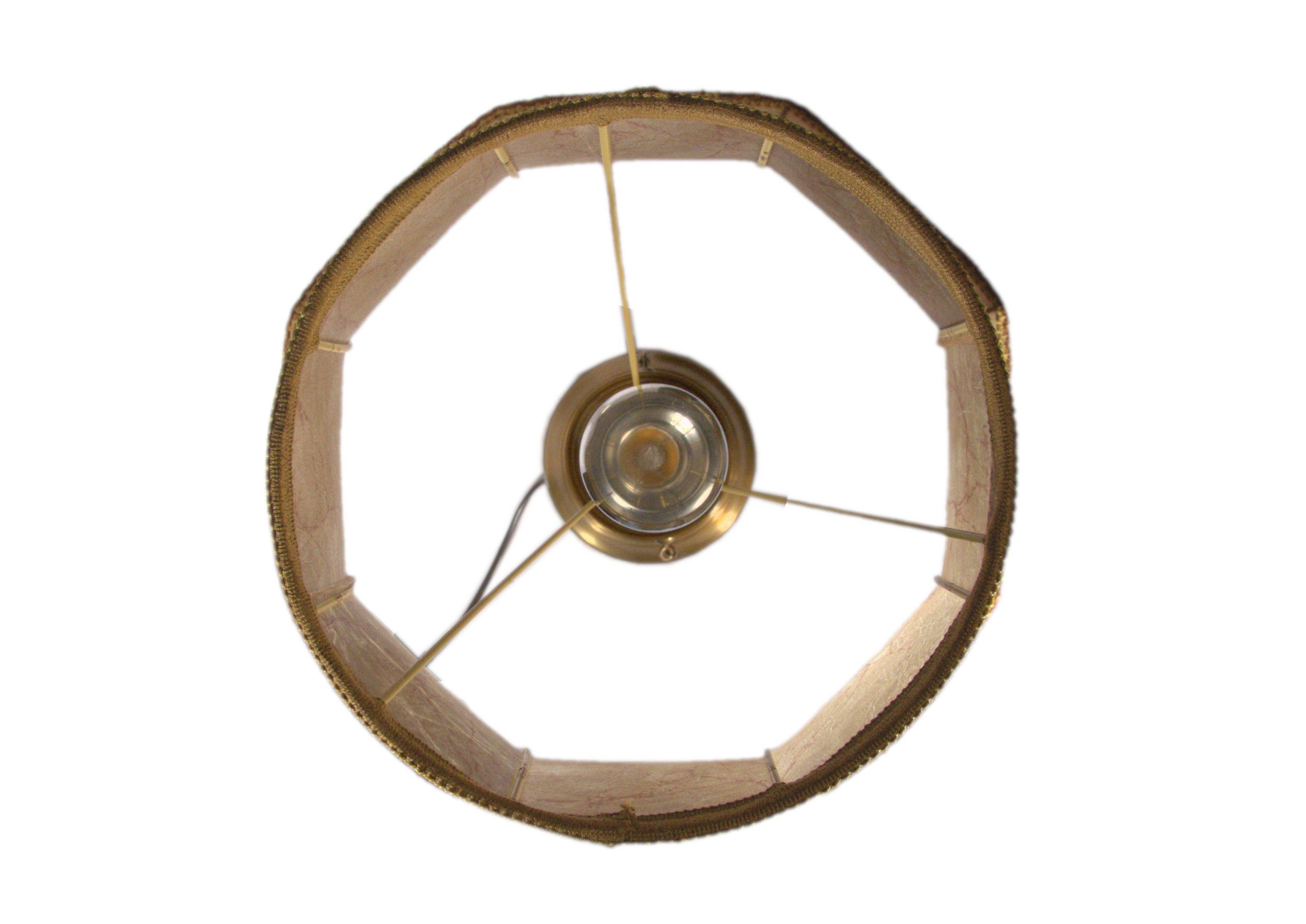 Retro-style lamp in turned wood and gold metal, 37x57cm