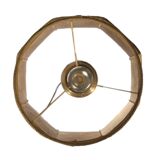 Retro-style lamp in turned wood and gold metal, 37x57cm