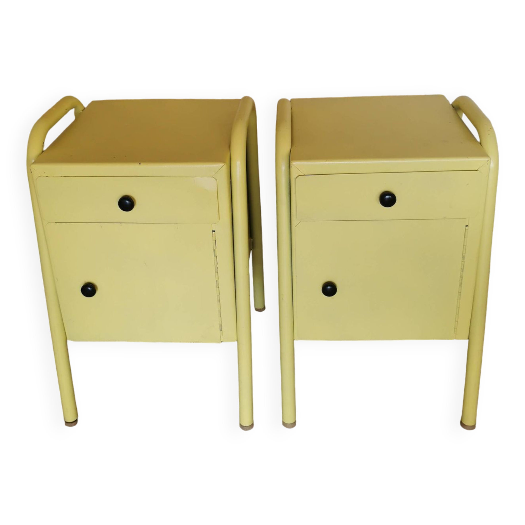 Pair of boarding school bedside tables