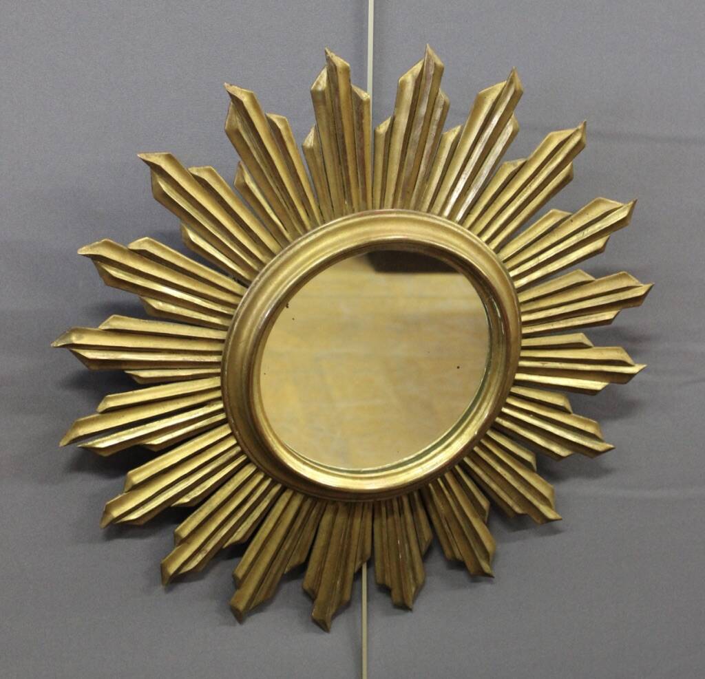 Sun mirror in gilded wood circa 1970