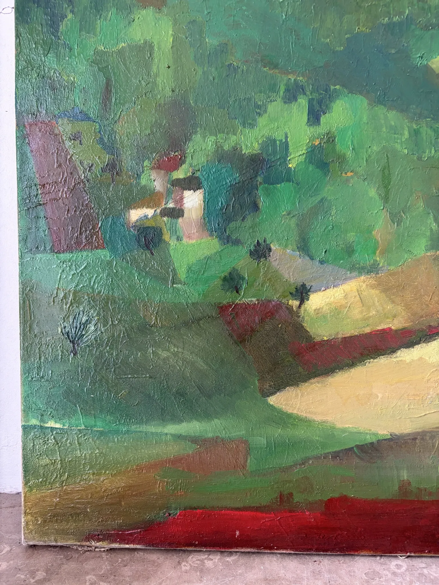 Lush landscape, oil on canvas signed F Courme