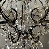 Antique cage chandelier with rock crystal pendants