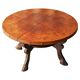 Table basse mid-century bois massif cuir