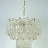 Mid-Century Toni Zuccheri for Venini, corteccia murano glass chandelier. 1960s Italy