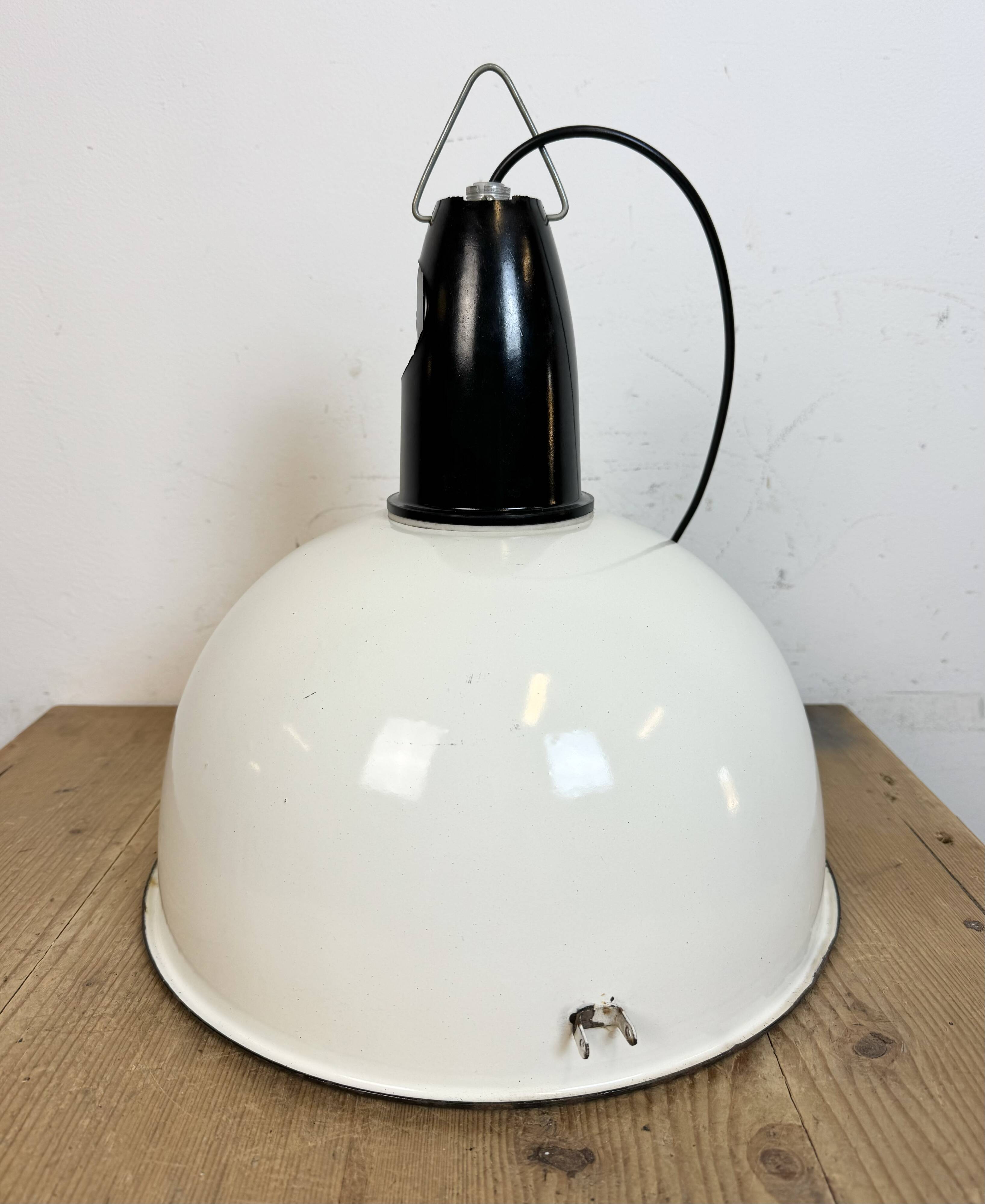 ndustrial Soviet White Enamel Pendant Lamp, 1960s