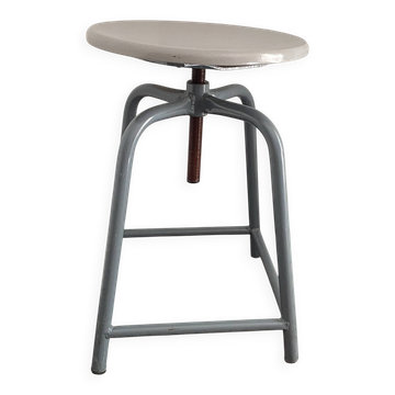 Tabouret d'atelier en métal et bois réglable en hauteur