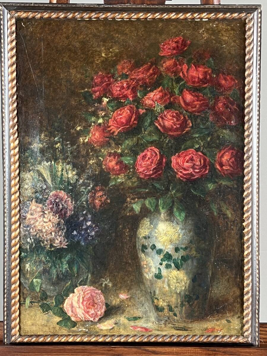 Paintings, Pair of still lifes with flowers by Angelo Zoffoli (1860–1910)