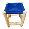 Moroccan stool beldi seated blue Majorelle