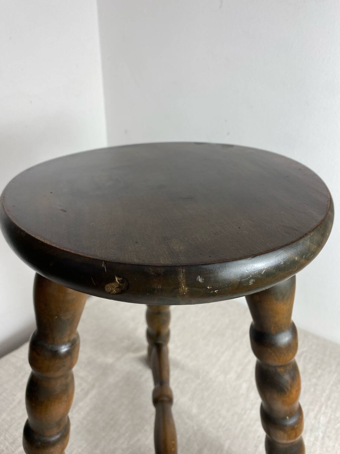 Turned wooden stool