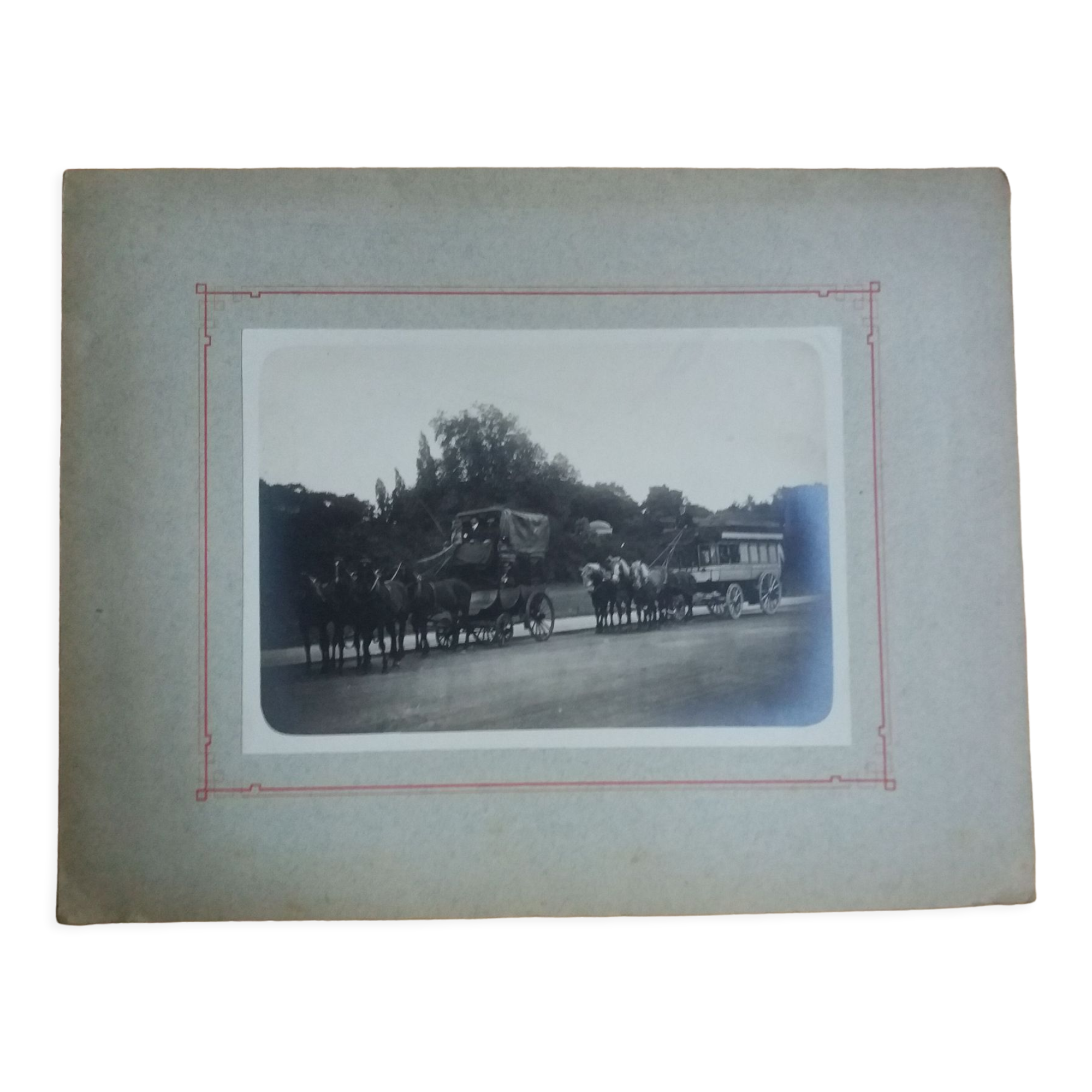 Old photograph 1900 stagecoach omnibus and horses Western Railway Company