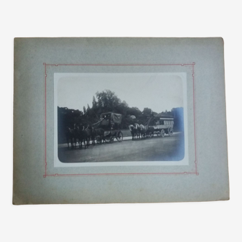 Photographie ancienne 1900 diligence omnibus et chevaux Compagnie des chemins de fer de l'Ouest