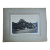 Old photograph from 1900 of a stagecoach and horses from the Western Railway Company.