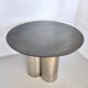 Postmodern Steel Dining Table with a Round Green Marble Top, Italy