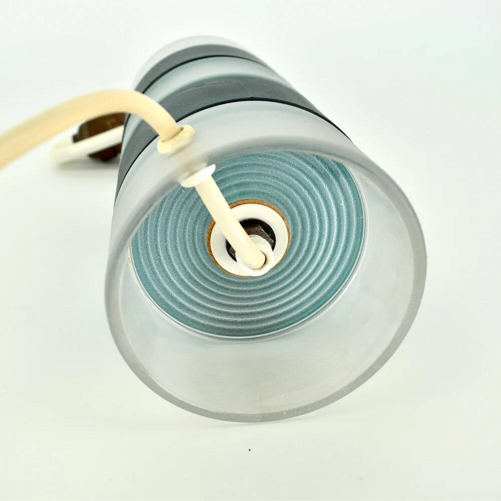 Scandinavian vintage modernist teal and clear glass table lamp