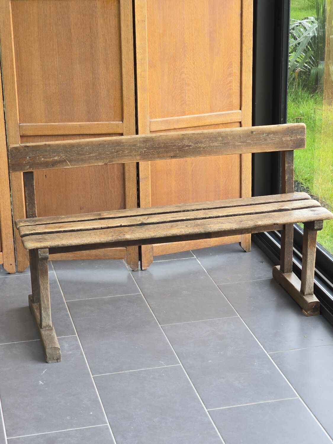 Old oak school bench