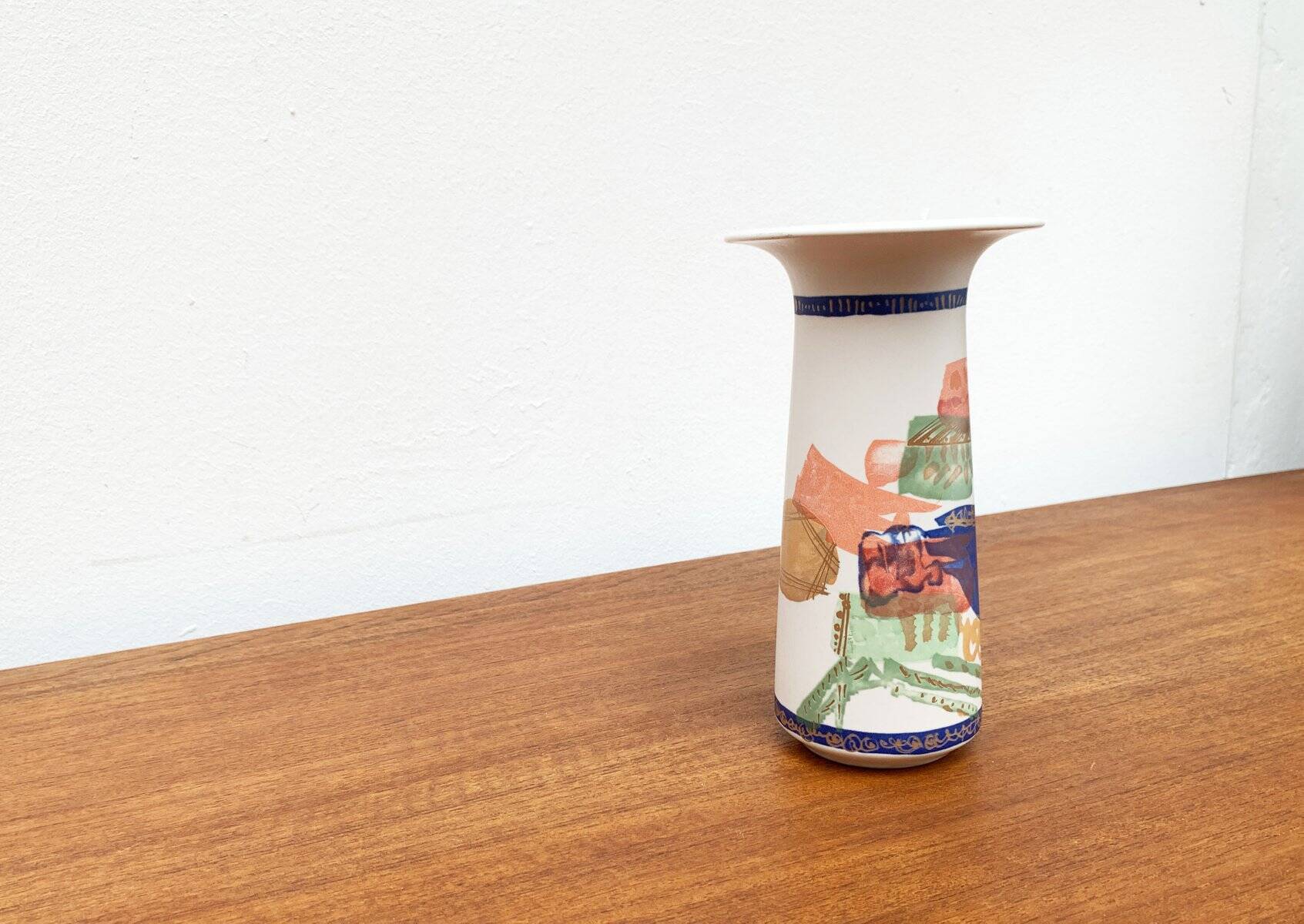 Vintage German ceramic vase Postmodern Alta Mira series by Gilbert Portanier for Rosenthal, 1980s.