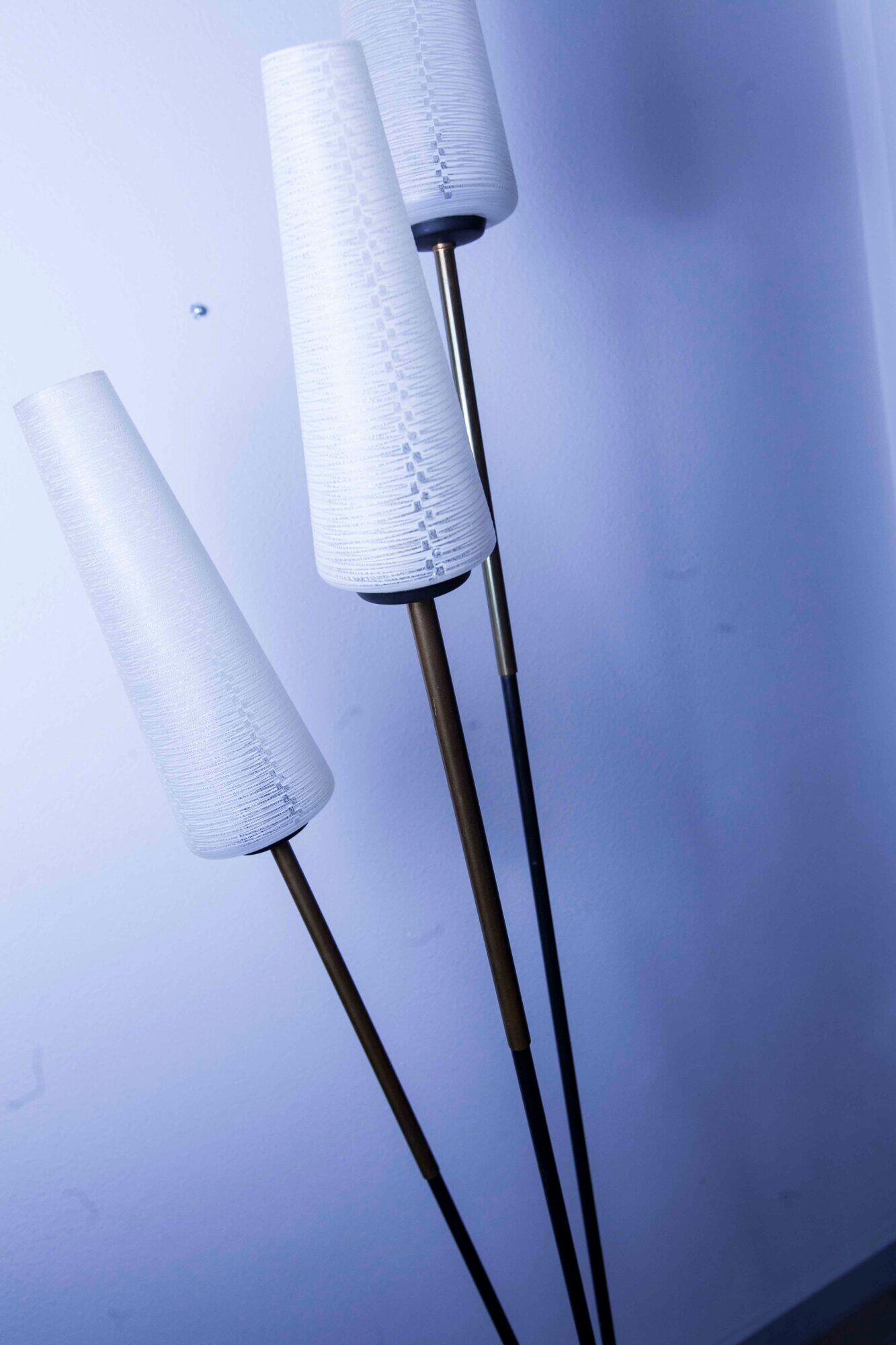 1960 brass cast iron and glass lamppost 3 heads