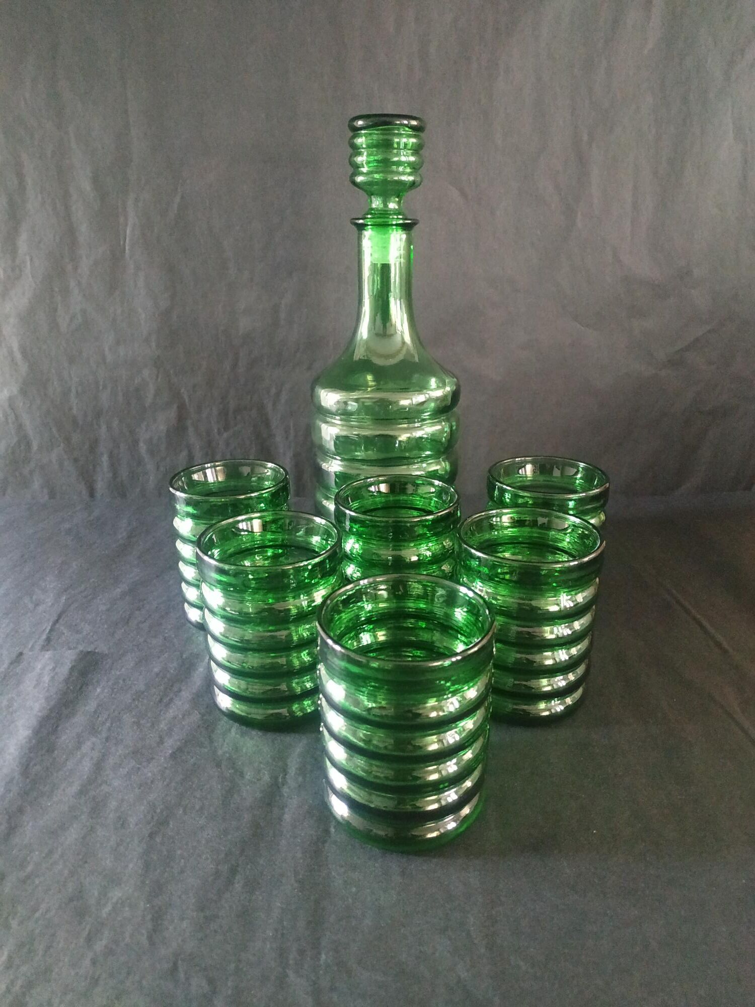 Decanter service + 6 glass glasses