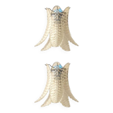 Set of Two Contemporary Italian Transparent “Felci” Murano Glass Wall Sconce