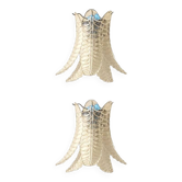 Set of Two Contemporary Italian Transparent “Felci” Murano Glass Wall Sconce