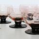 Set de 11 coupes à pied rose, vintage, 1950, mid century