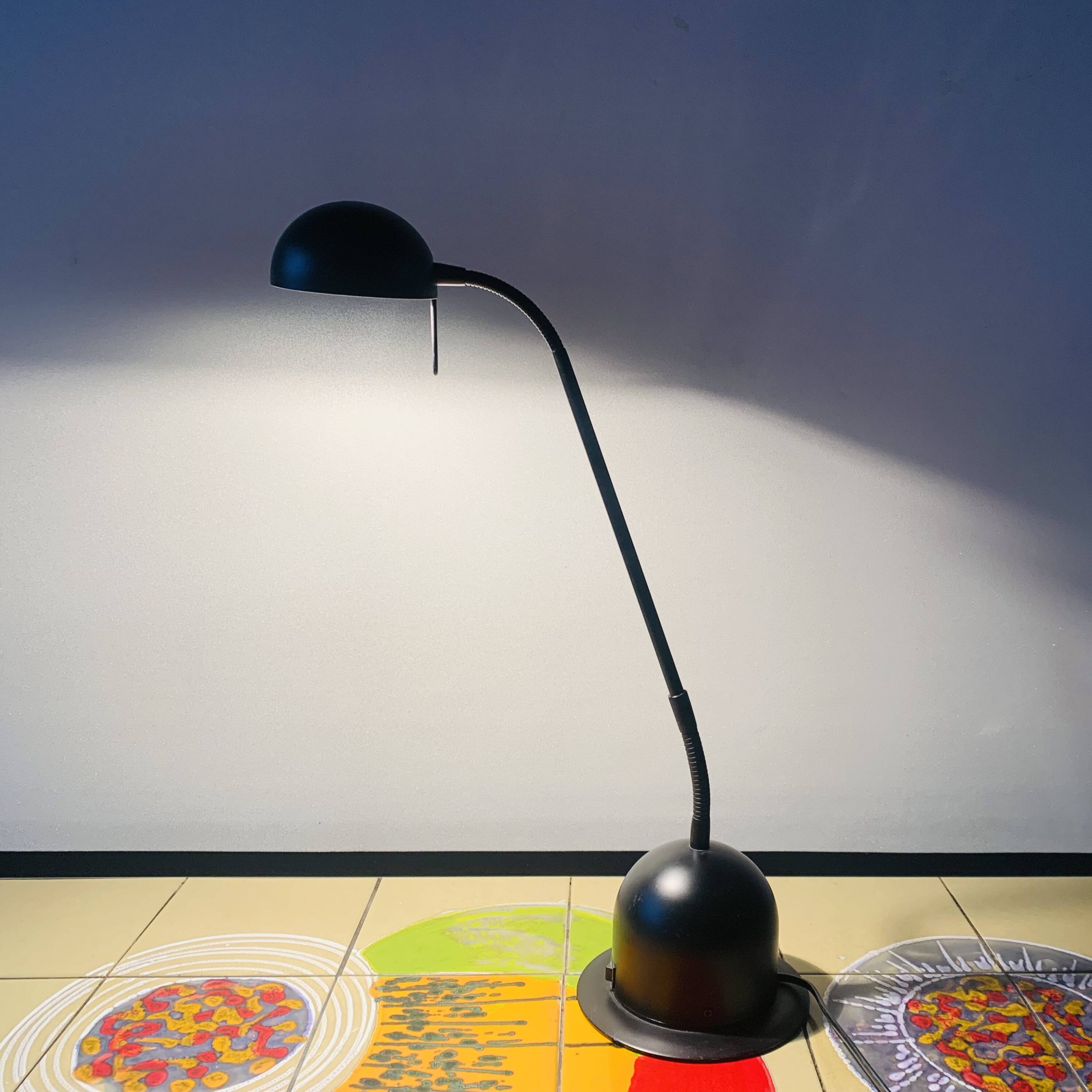 Massive vintage desk lamp in black metal