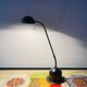 Massive vintage desk lamp in black metal