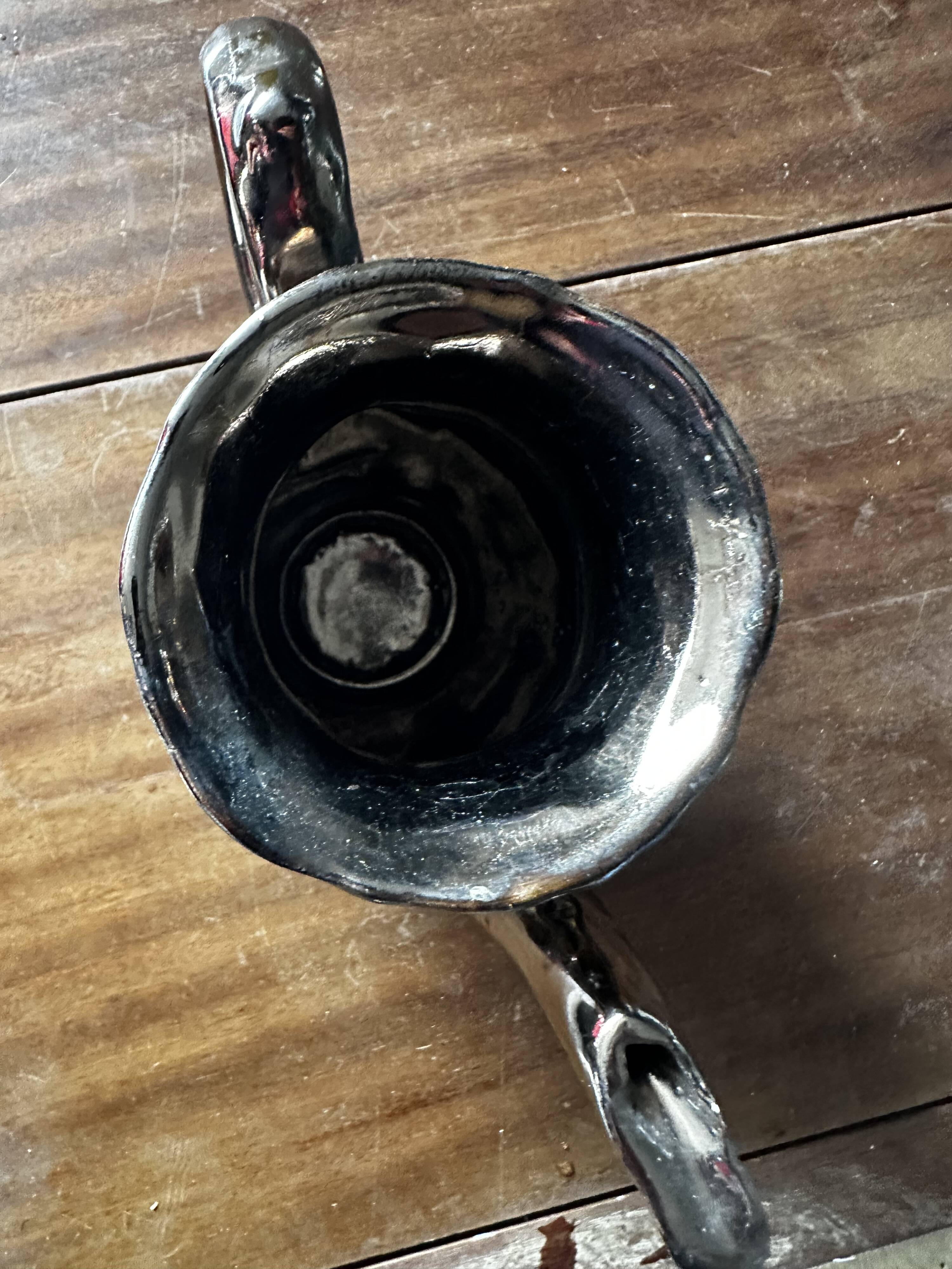 Vallauris Chrome Enameled Ceramic Teapot or Coffee Pot