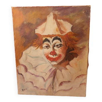 portrait de clown signé Korzy Huile sur toile