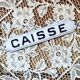 "caisse" enamelled trade plate.