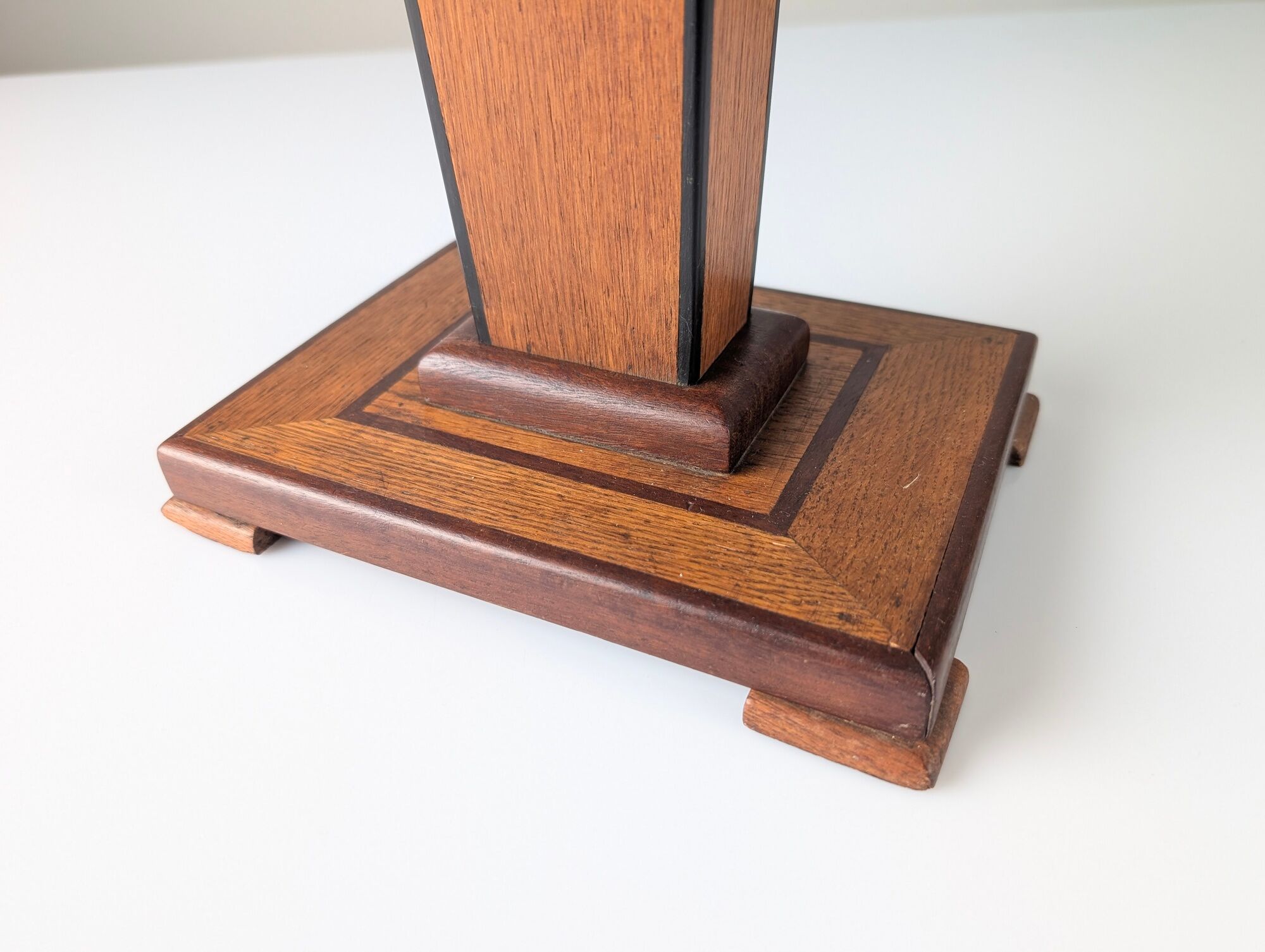 Art Deco pedestal column in wood with geometric marquetry, France, 1920s