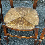 Set of 4 Louis XV straw chairs – solid wood – curved backrest