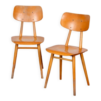 Pair of wooden chairs produced by Ton, 1960