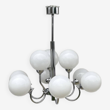 Chrome chandelier 9 opalines