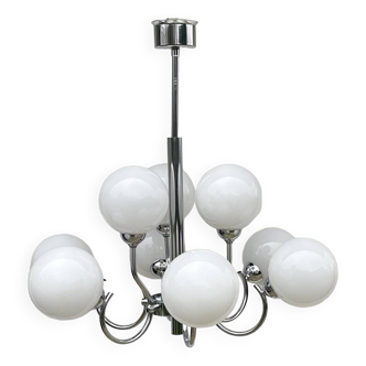 Chrome chandelier 9 opalines